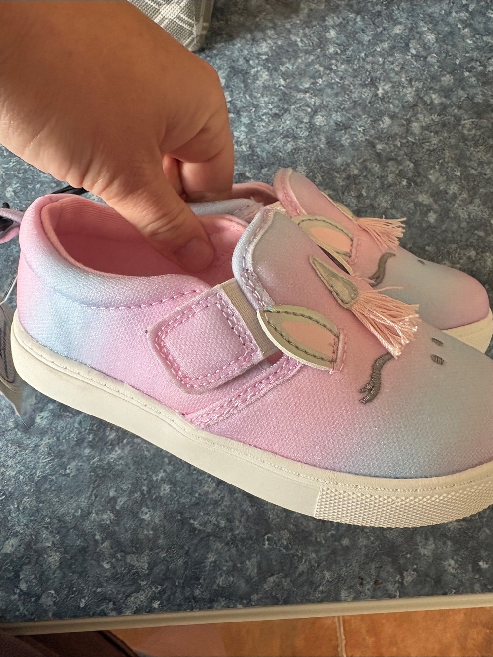 NEW Toddler girls size 10 unicorn Velcro slip on shoes